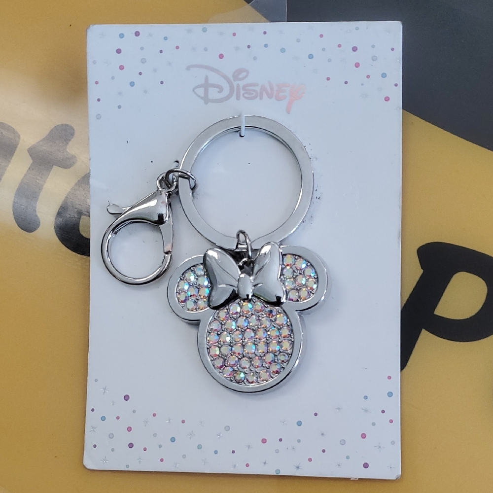Disney Silver and White Minnie Mouse Keychain